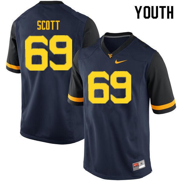 NCAA Youth Blaine Scott West Virginia Mountaineers Navy #69 Nike Stitched Football College Authentic Jersey ZA23C18HY